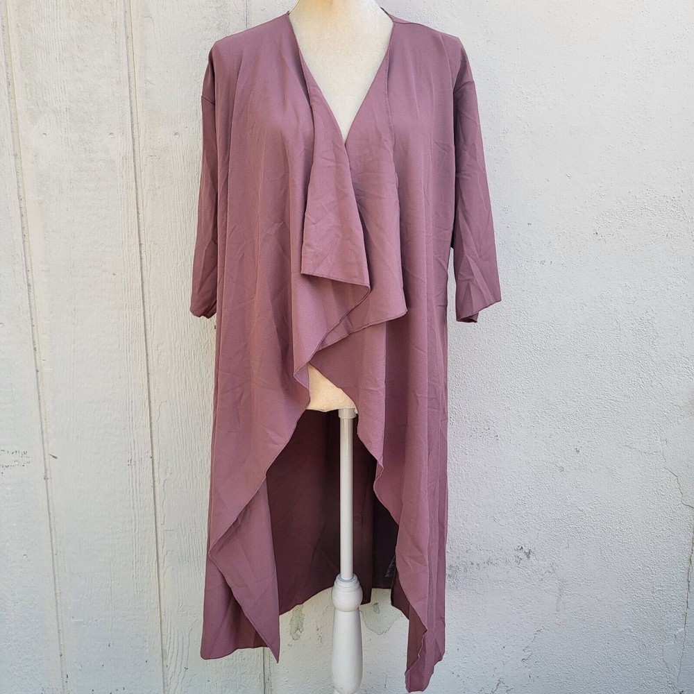 lularoe waterfall open front duster cardigan mauve  womens sz small